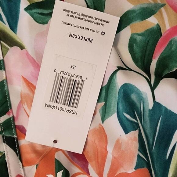 Hurley floral active athletic workout swim shorts women's plus size 1X 2X 3X New - Picture 6 of 7